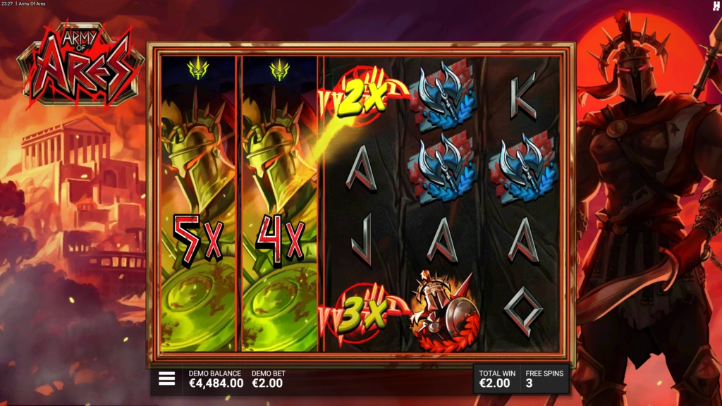 Army of Ares - Expanding Multiplier Wild in Free Spins